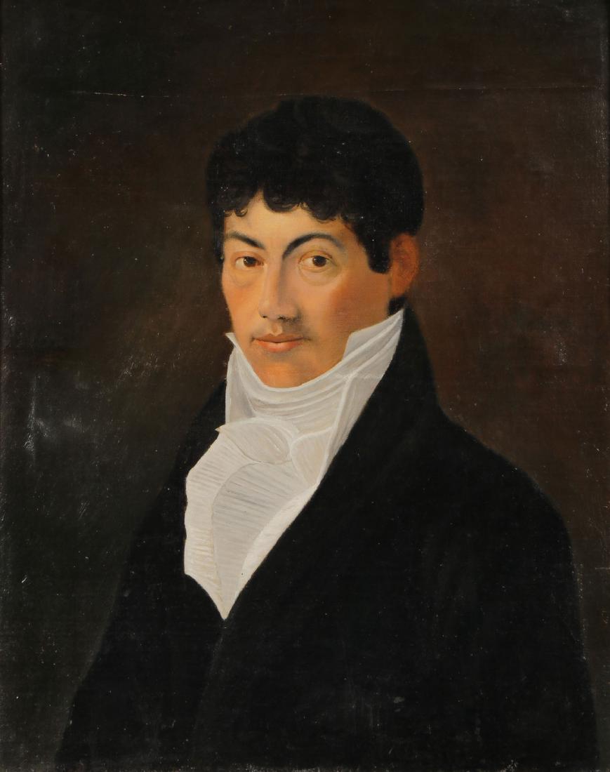 18TH CENTURY DUTCH SCHOOL PAINTING: DUTCH SCHOOL (18th Century) Bust portrait of a man, presumably Lieve Willem Meyer Oil on CanvasApparently unsignedVerso inscribed in Dutch "Lieve Willem Meyer, son of J.J. Meyer and C.B. Schreuder, bo