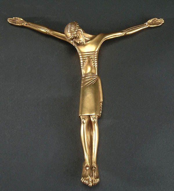 JEAN LAMBERT-RUCKI (French 1886-1967) Corpus Chri: JEAN LAMBERT-RUCKI (French 1886-1967) Corpus Christi, gilded bronze, signed "Lambert-Rucki" and impressed "CM". Height 8.25 inches (21 cm). Estimate $300-$500