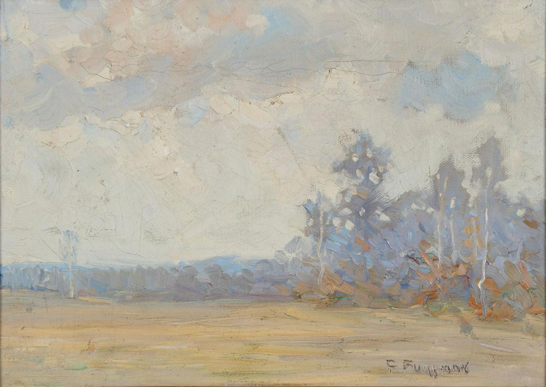 FINE FREDERICK F FURSMAN LANDSCAPE: FREDERICK FRARY FURSMAN (American 1874-1943) Early Autumn Landscape Oil on canvas Signed lower right 10 inches x 14 inches SHIPPING NOTICE: Jackson's is you