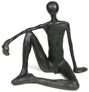 CAROL MILLER BRONZE: CAROL MILLER (American B. 1933- )Reflection 1 Bronze with verdis gras patinaSigned along lower edge "CAROL. Z." Height 19 inches (48 cm), greatest width 20.5 inches (52 cm).