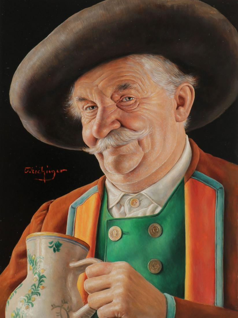 ORIGINAL OTTO EICHINGER OIL: OTTO EICHINGER (Austrian 1922-2004) A Good Brew Oil on board Signed upper left 10.3 inches x 8 inches (26.5 x 20 cm) unframed SHIPPING NOTICE: Jackson's is yo