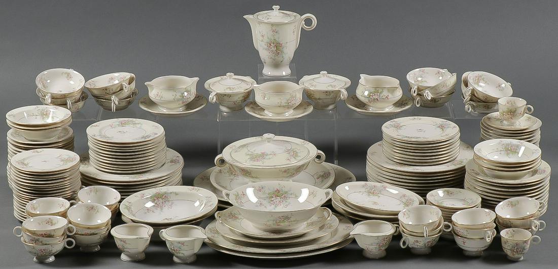 OVER 180 PIECES HAVILAND APPLE BLOSSOM: OVER 180 PIECES HAVILAND APPLE BLOSSOM. Comprising over 180 pieces of Haviland Apple Blossom dinnerware including but not limited to 22 large dinner plates (10.75 inches), 20 salad plates (7.5 inches)