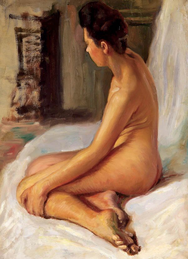 French School (19th century) Seated Female Nude