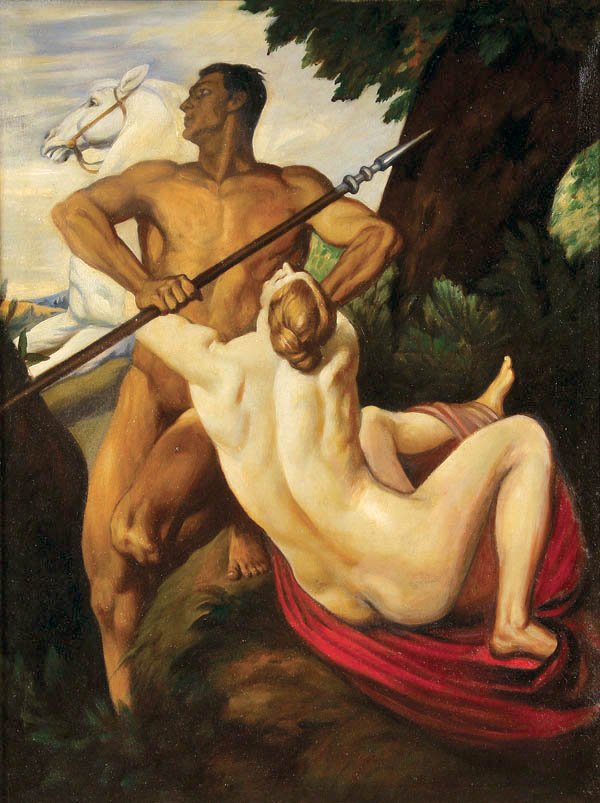 Arthur Kampf (German 1865-1950) Adonis & Venus
