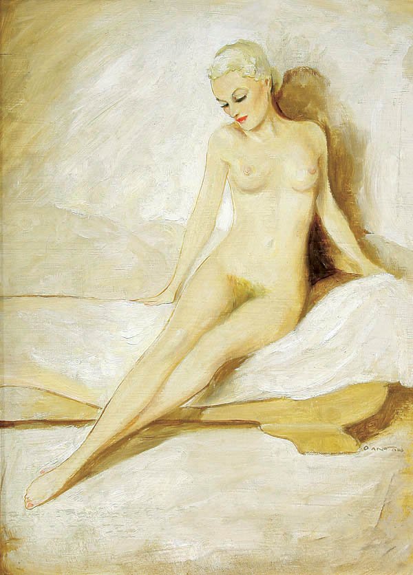French School (circa 1925) Nude Seated on Couch