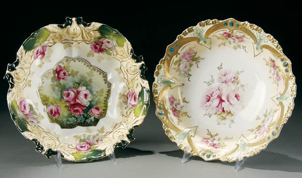 TWO R. S. PRUSSIA SERVING BOWLS, circa 1900, each