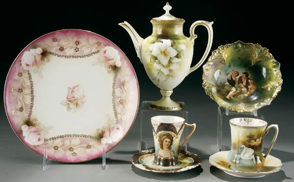 A 5 PIECE GROUPING OF R.S. PRUSSIA PORCELAIN, ear