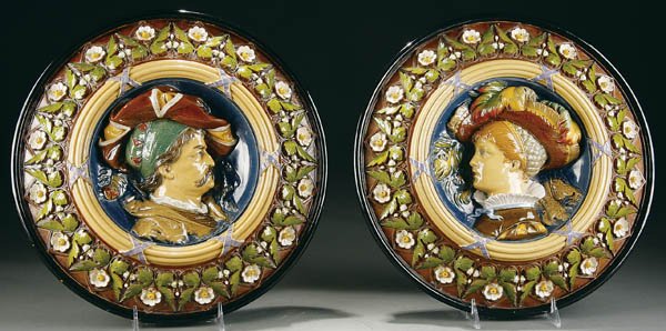 A PR. OF BICHWEILER GERMAN MAJOLICA WALL PLAQUES