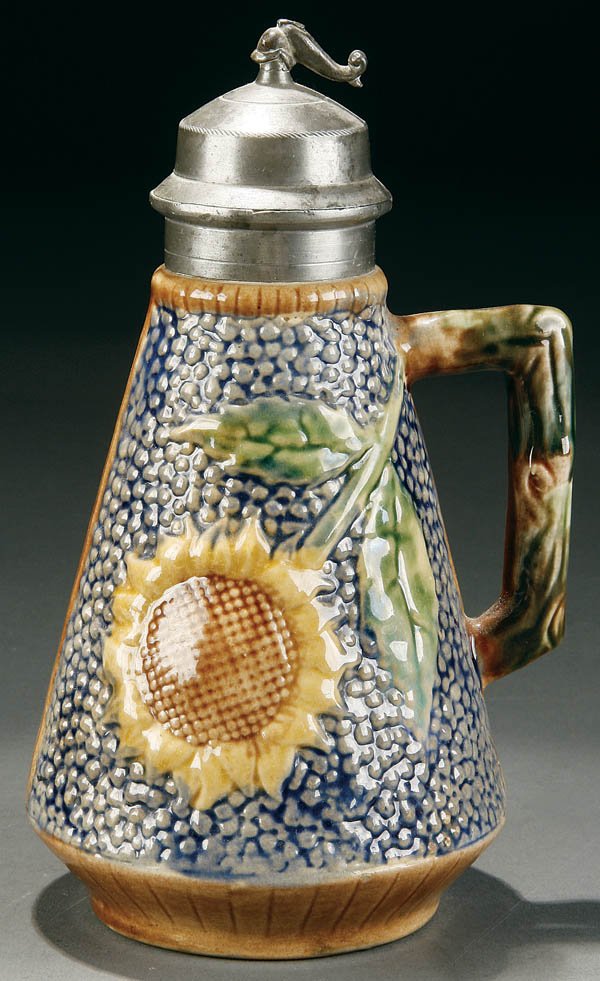 AN ETRUSCAN MAJOLICA SYRUP PITCHER, circa 1900, d