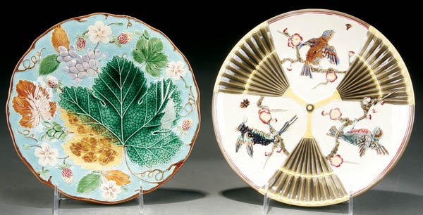 TWO WEDGWOOD MAJOLICA PLATES, late 19th century, 