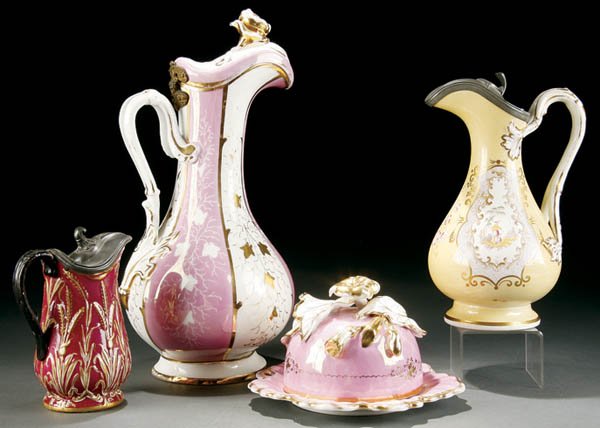 A 4 PIECE GROUPING OF GERMAN PORCELAIN, late 19 c
