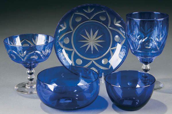A 41 PIECE GROUPING OF COBALT GLASS, mid 20th cen