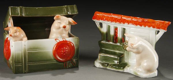 TWO GERMAN PINK PIGS early 20th century, of a pig