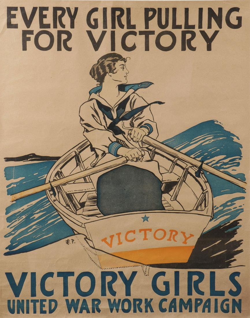 VICTORY GIRLS VINTAGE POSTER: EDWARD PENFIELD (American 1866-1925)Every Girl Pulling For Victory, 1918 Color lithograph27.75 inches x 22.25 inches SHIPPING NOTICE:Jackson's is your sole and only s