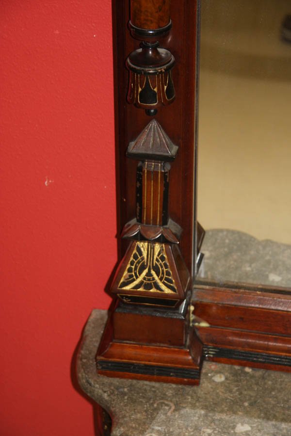 AN AMERICAN CARVED WALNUT PIER MIRROR - 5
