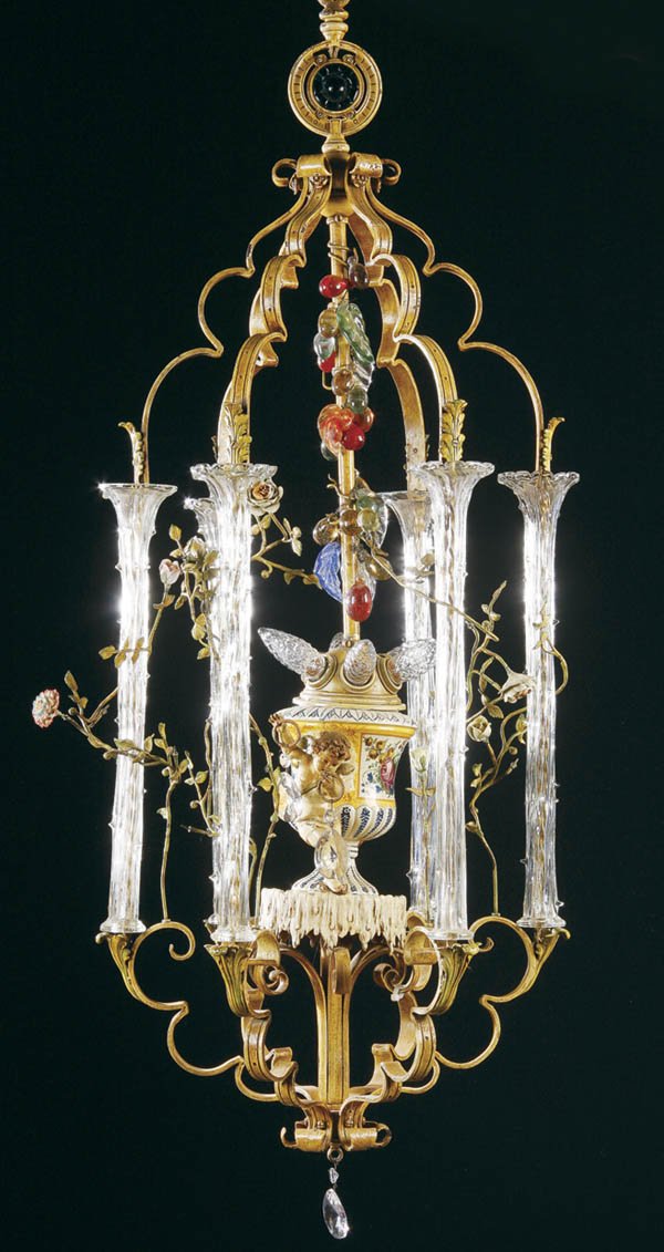 ITALIANATE POLYCHROME IRON CHANDELIER