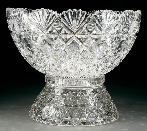 A LARGE BRILLIANT CUT GLASS PUNCH BOWL early 20th