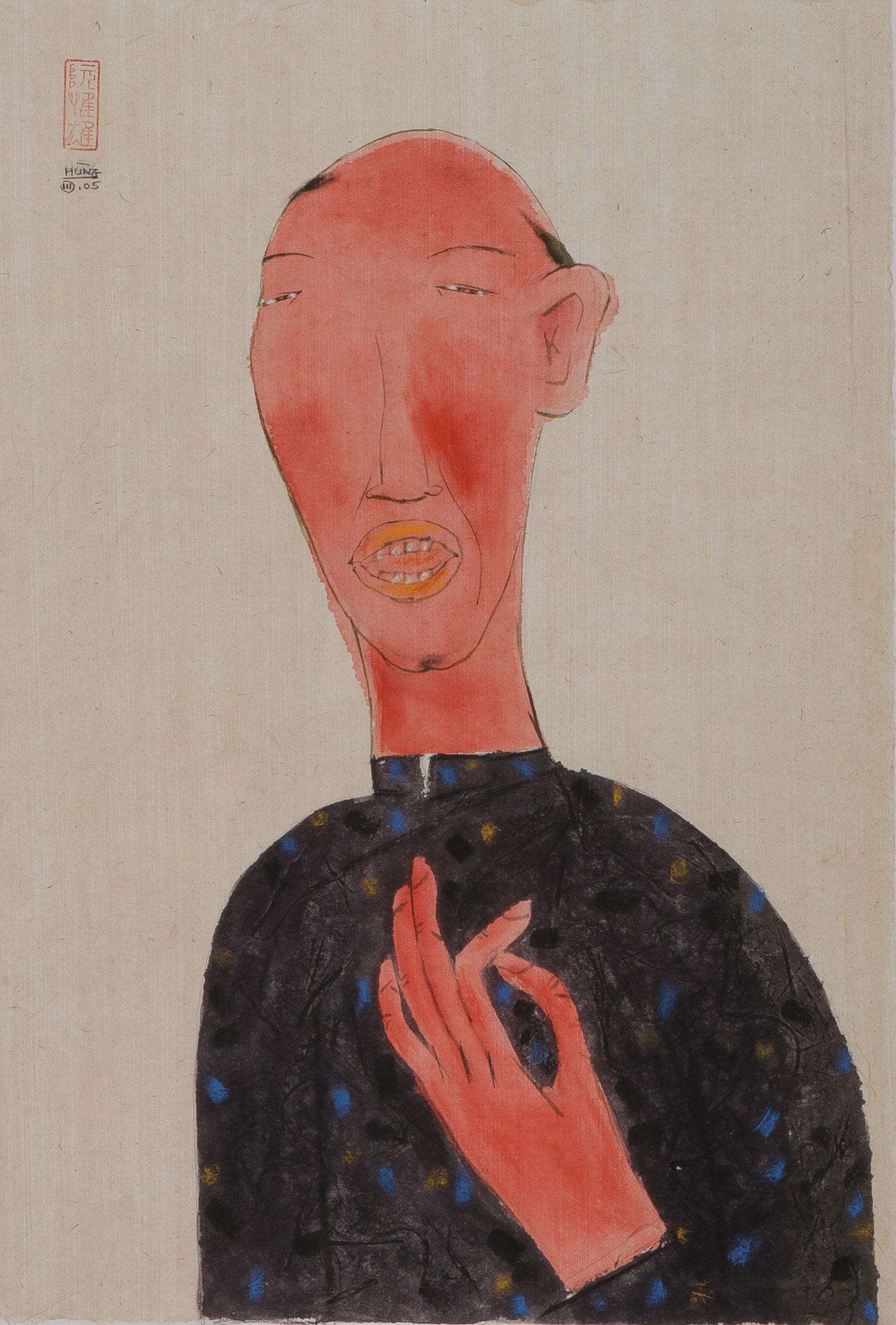 ORIGINAL VIETNAMESE PAINTINGS: ORIGINAL VIETNAMESE PAINTINGS. Comprising nine individual paintings by two different artists including three watercolor and gouache bust portraits on paper by artist Nguyen Hung (Vietnamese B. 1965- )