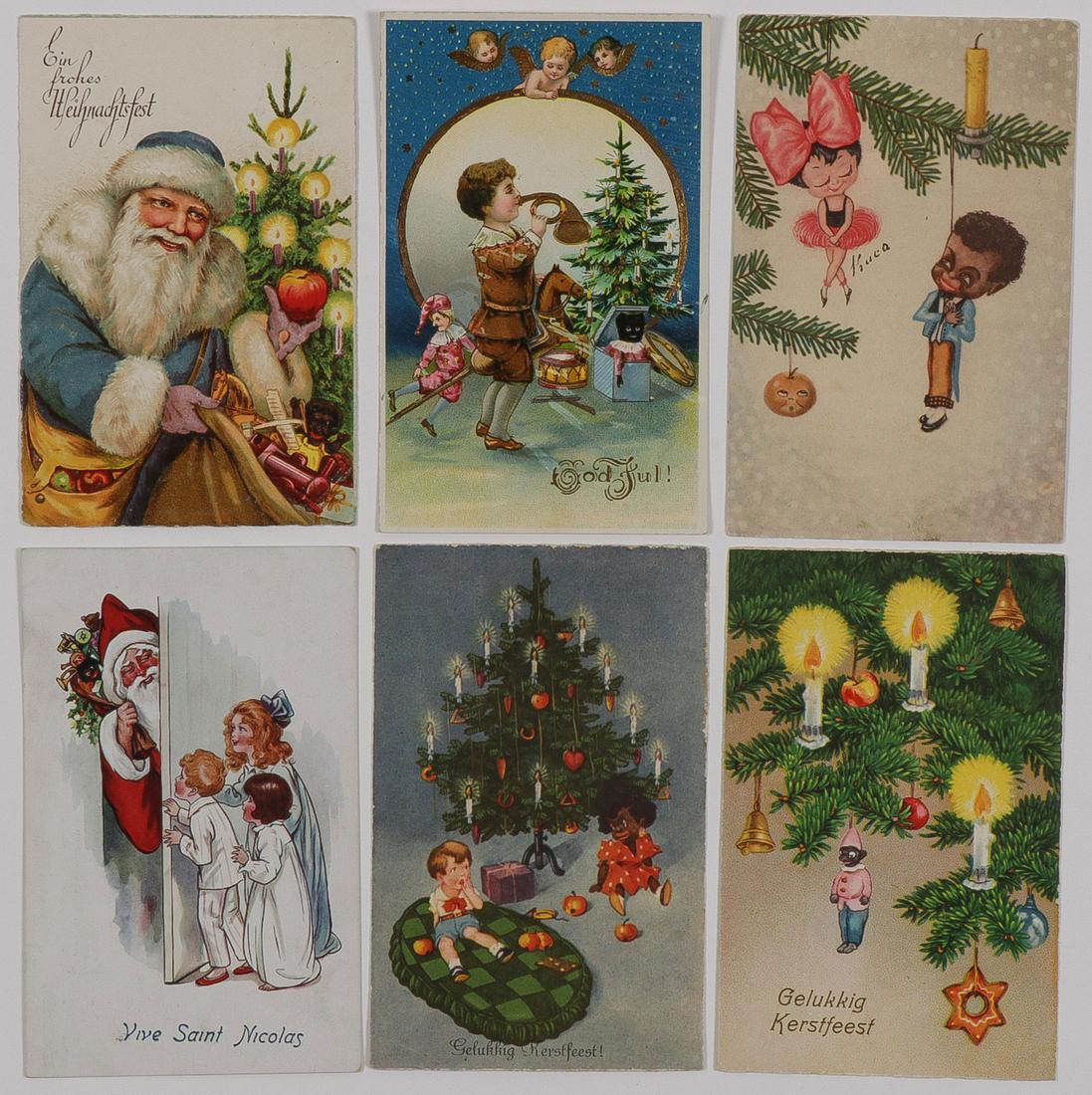 BLACK MEMORABILIA POSTCARDS & EPHEMERA: BLACK MEMORABILIA POSTCARDS & EPHEMERA. Over 200 individual pieces of black memorabilia related material including 19 mostly German Christmas postcards, each depicting a black doll, as well as a numbe
