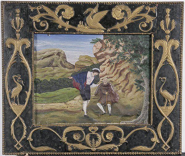 3 OIL PAINTINGS Franz Adam Mehler: A group of three naive paintings by Franz Adam Mehler (German/American 1813-1885) including 'Meeting of Napoleon III and Bismark after the Battle of Sedan', oil on canvas, 14.75 inches x 17.5 inches,