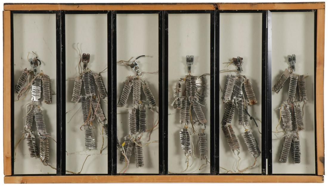 WILLIE COLE SWITCH DOCTORS: WILLIE COLE (American b. 1955-)Switch Doctors - 1992Mixed MediaSigned and dated on verso 26 inches x 45 inches x 3 inches (66 x 114.3 x 7.6 cm)Provenance:Acquired