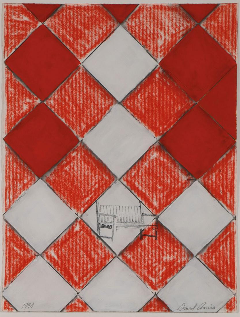 DAVID AMICO PASTEL: DAVID AMICO (American b. 1951 -)Untitled - 1990Charcoal, pastel, and graphite on paper Pencil signed lower right and dated lower left 26 inches x 19.75 inches (66 x 50.2 cm)Prov