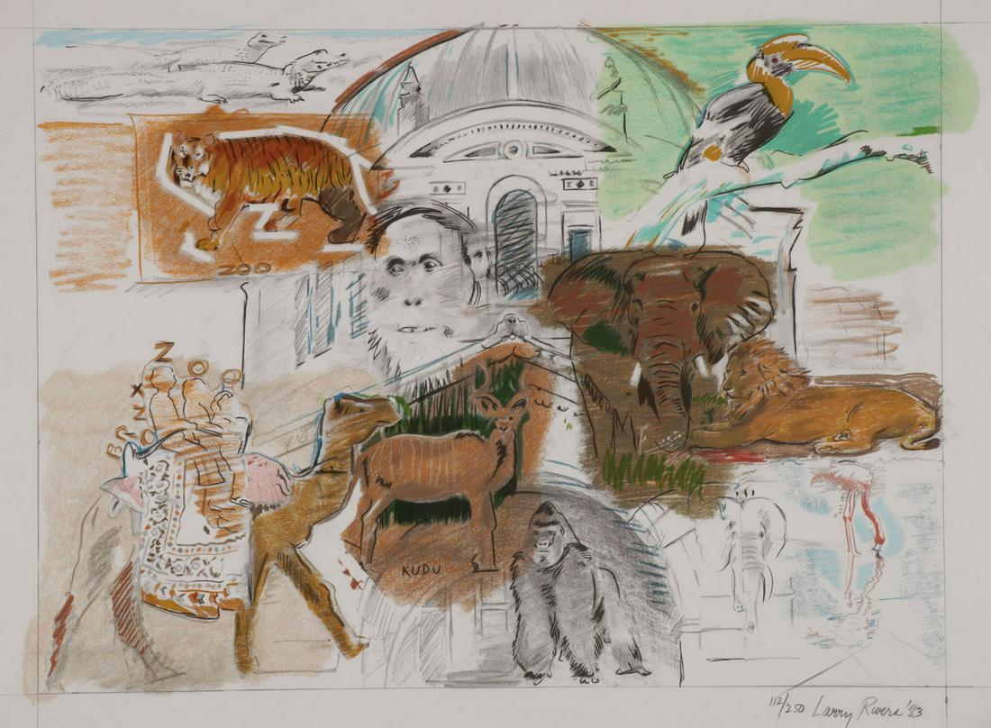 LARRY RIVERS SIGNED PRINT, 1983: LARRY RIVERS (American 1932 - 2002)Bronx Zoo - 1983Lithograph and silkscreen Pencil signed, dated, and editioned 112/250 lower right Sheet size 26 inches x 34 inches (66 x 86.4 cm)