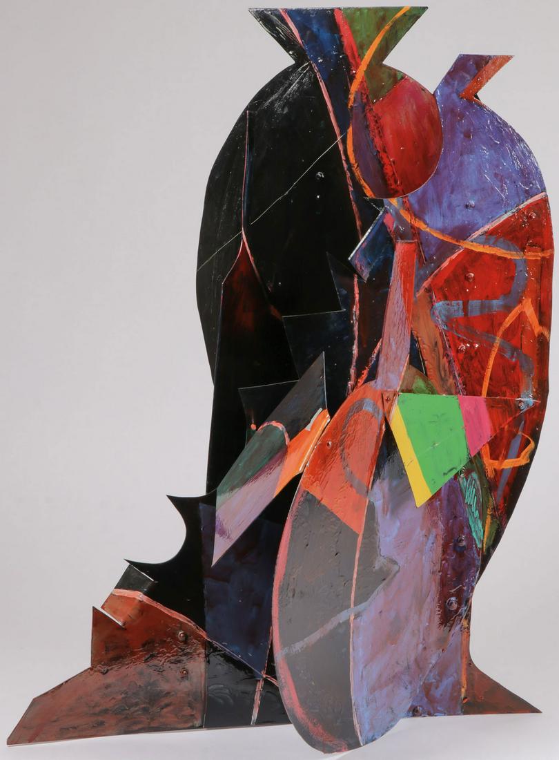 TOM HOLLAND SCULPTURE: TOM HOLLAND (American b. 1936 - ) Skitt Epoxy, enamel on aluminum Unsigned Height 39 inches SHIPPING NOTICE: Jackson's is your sole and only source for one