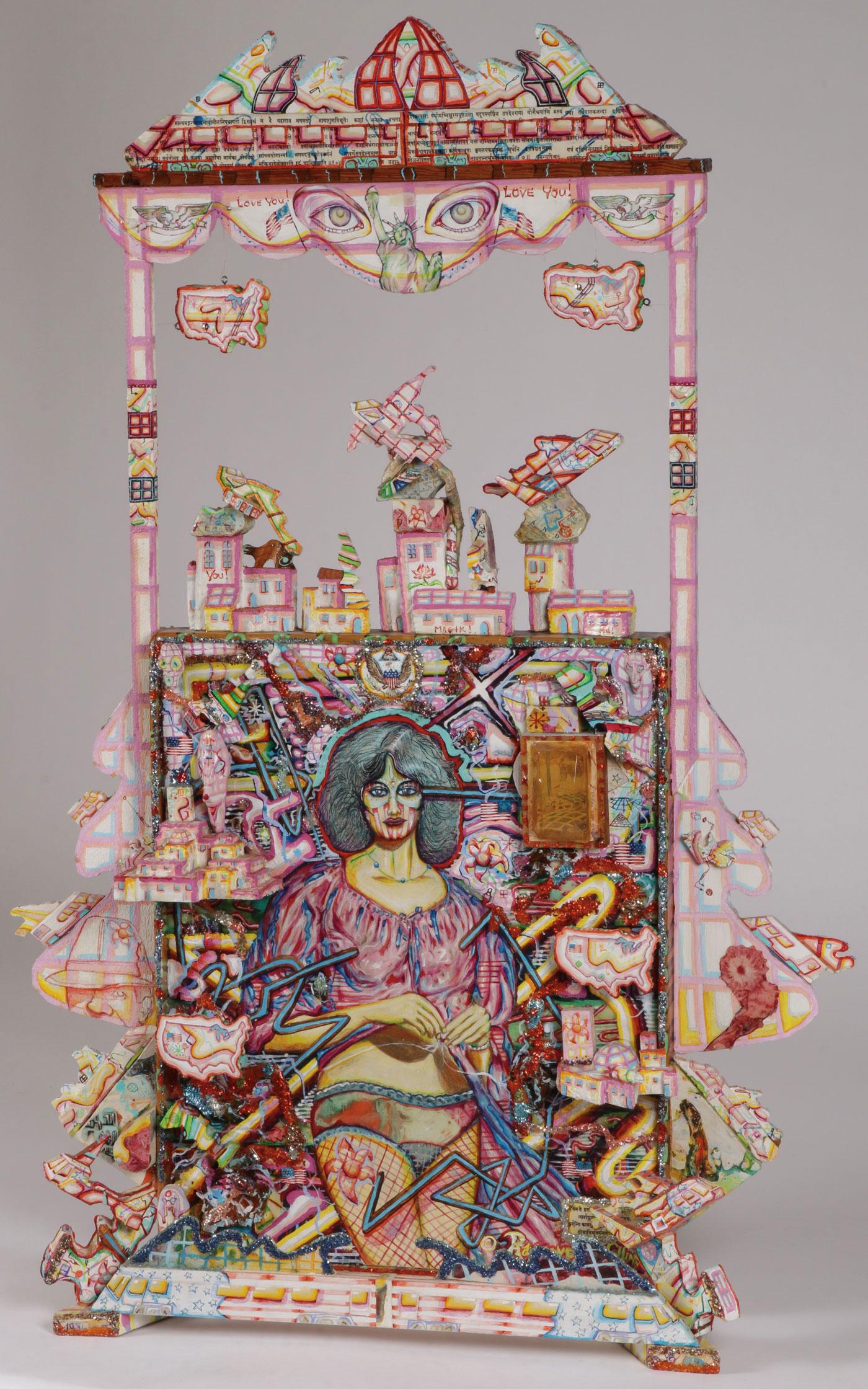IMPRESSIVE RAMONDE COLLINS SCULPTURE: RAMONDE WILLIS COLLINS (American 20th/21st c.) Untitled Mixed media Signed at center 40.5 inches x 27.5 inches SHIPPING NOTICE: Jackson's is your sole and o