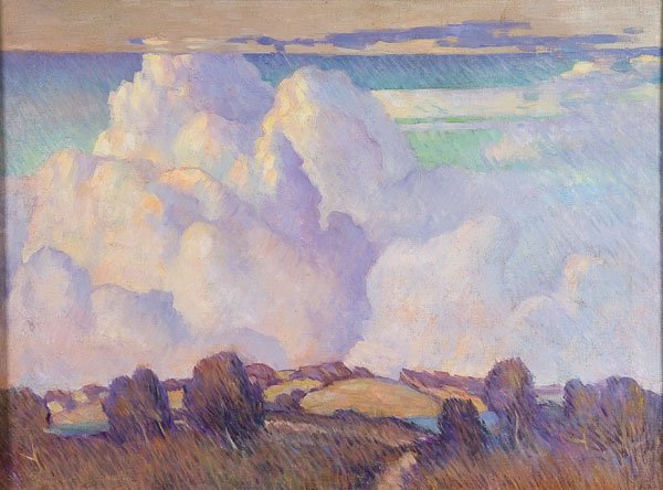 Painting, Marvin Cone (American) cloud landscape
