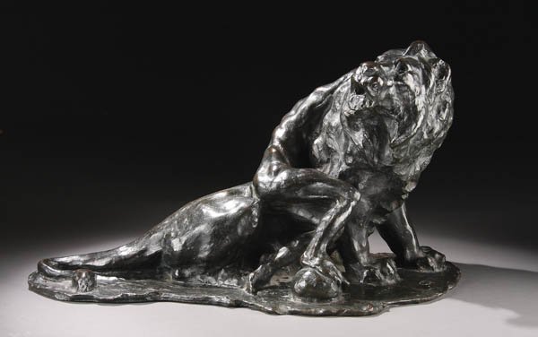 Bronze, Arthur Putnam (American), Man and Lion - 2