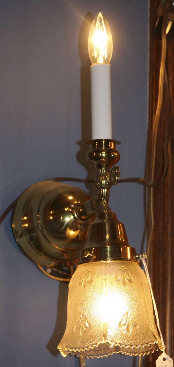 45A VICTORIAN BRASS ELECTRIC/GAS LAMP WALL SCONCES