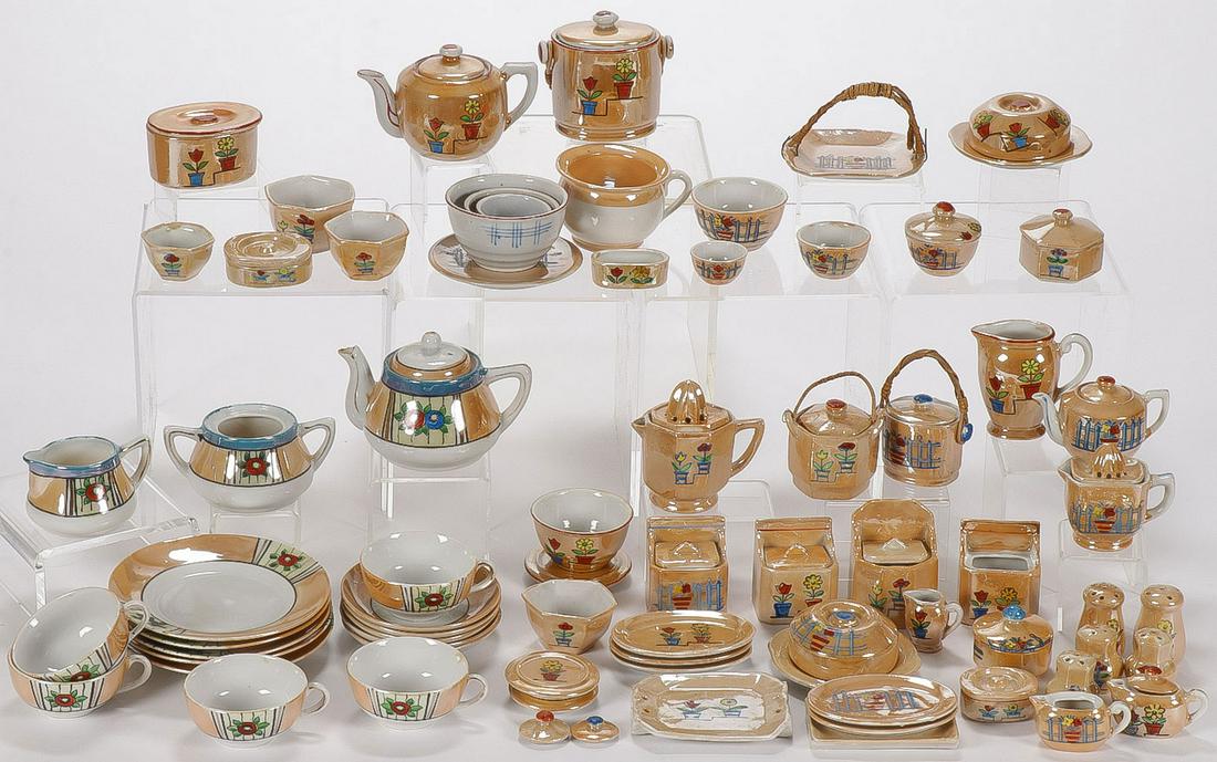 VINTAGE CHILDREN'S TEA SETS: VINTAGE CHILDREN'S TEA SETS. Comprising over 60 individual pieces making up three full or partial tea services, mostly in luster ware. SHIPPING NOTICE:Jackson's is your sole and only source for