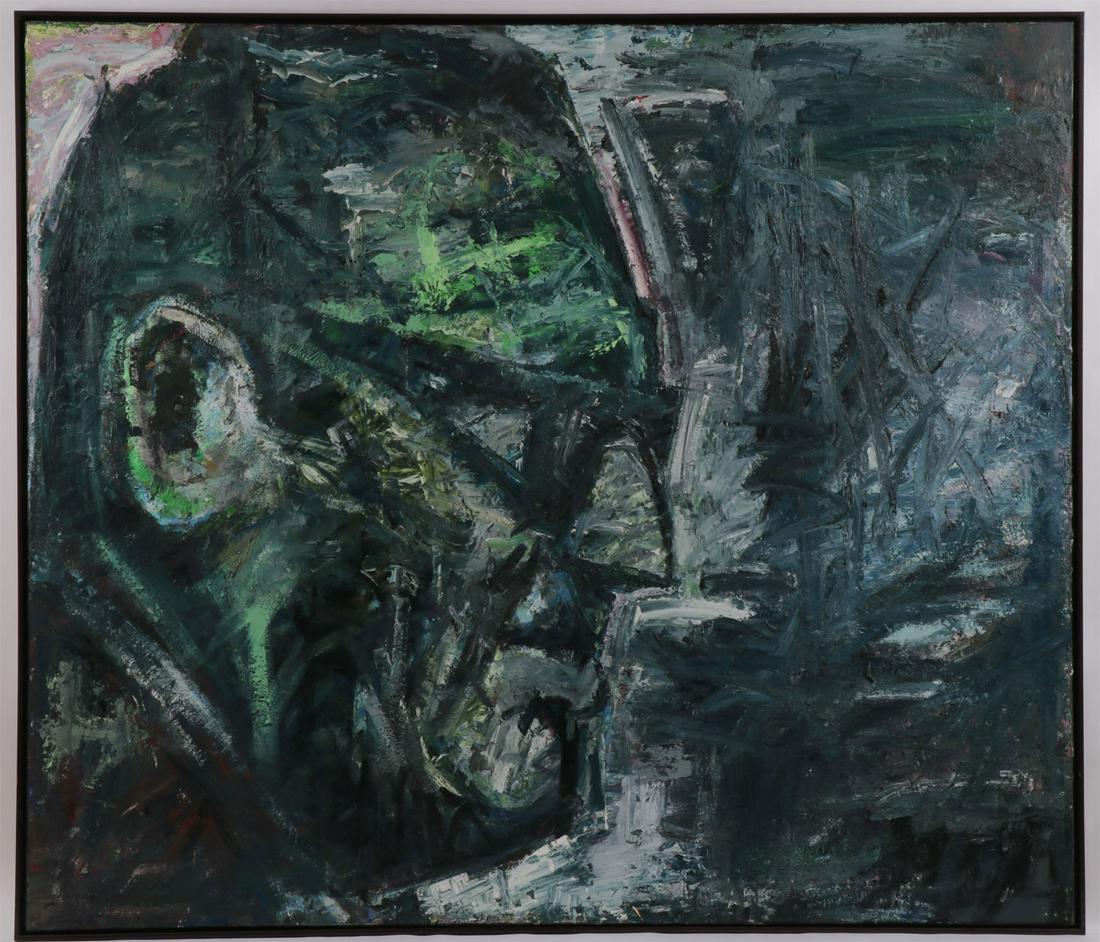 LARGE MODERN ART PAINTING: ROGER MENSINK (American 20th Century) Untitled Oil and wax on panel Apparently unsigned, artist name inscribed on verso 74 inches x 86 inches SHIPPING NOTICE: Jackson&#