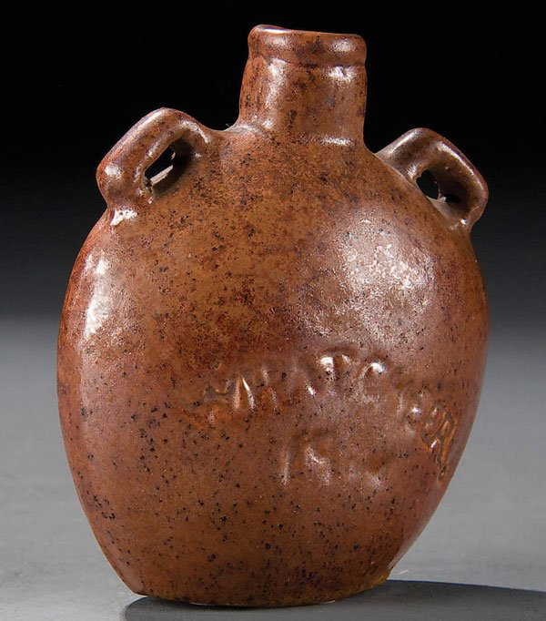 397 WHAT CHEER POTTERY "U.S." CANTEEN G.A.R. SOUVENIR