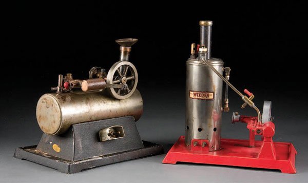 A IND-X ELECTRIC STEAM ENGINE together with a Wee: A IND-X ELECTRIC STEAM ENGINE together with a Weeden vertical steam engine. Estimate $75 - $125