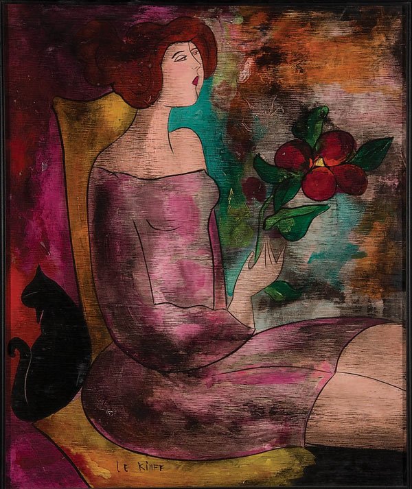 PAINTING: LINDA LEKINFF (French b. 1949) Cendrillon--1995 Oil on panel Signed lower left and signed and titled on verso 21.75 inches x 18.25 inches Estimate $400-$600