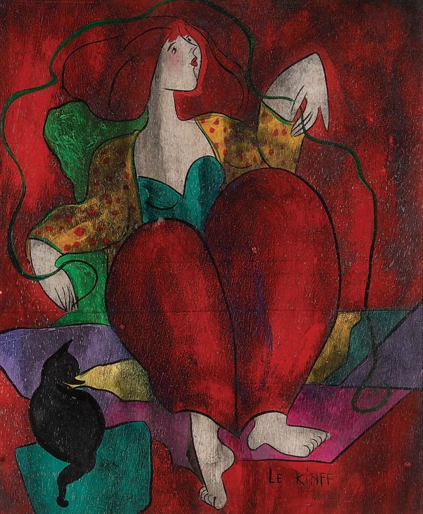PAINTING: LINDA LEKINFF (French b. 1949) Baghdad--1998 Oil on panel Signed lower right and signed and titled on verso 18 inches x 15 inches Estimate $250-$500
