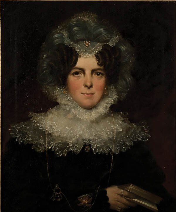 PAINTING, BRITISH SCHOOL: BRITISH SCHOOL (19th century) Portrait of a Well Adorned Woman--circa 1840 Oil on canvas Apparently unsigned 29.5 inches x 24.5 inches (75 x 62.3 cm) Estimate $400-$600 Euro 300-400