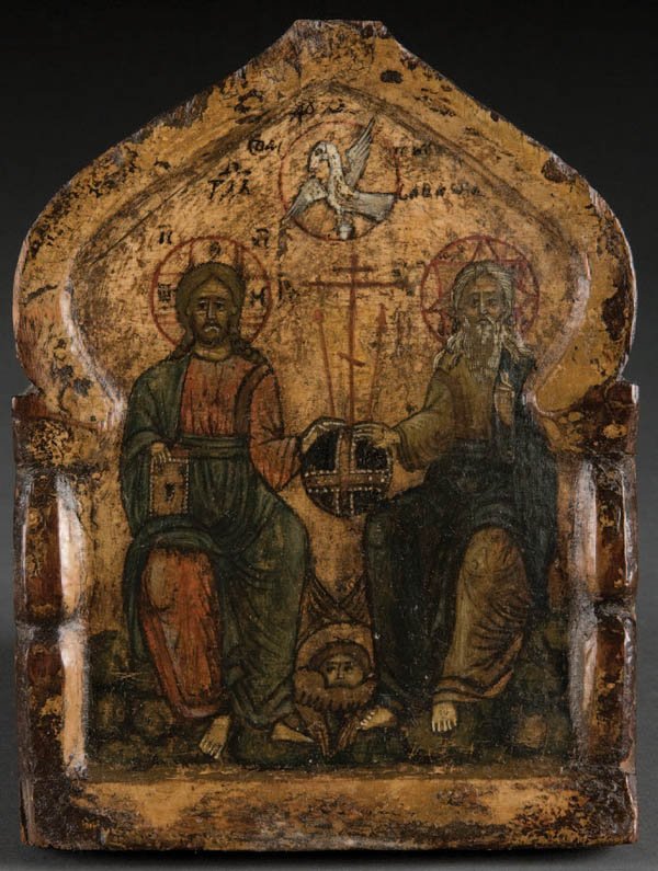 A RUSSIAN ICON: The New Testament Trinity, 18th c