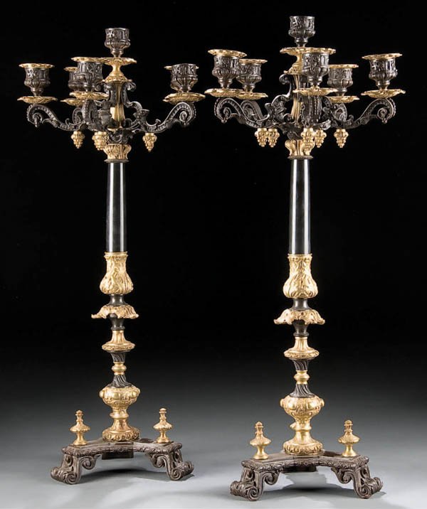 CANDELABRA, A PAIR OF FRENCH EMPIRE REVIVAL GILT 