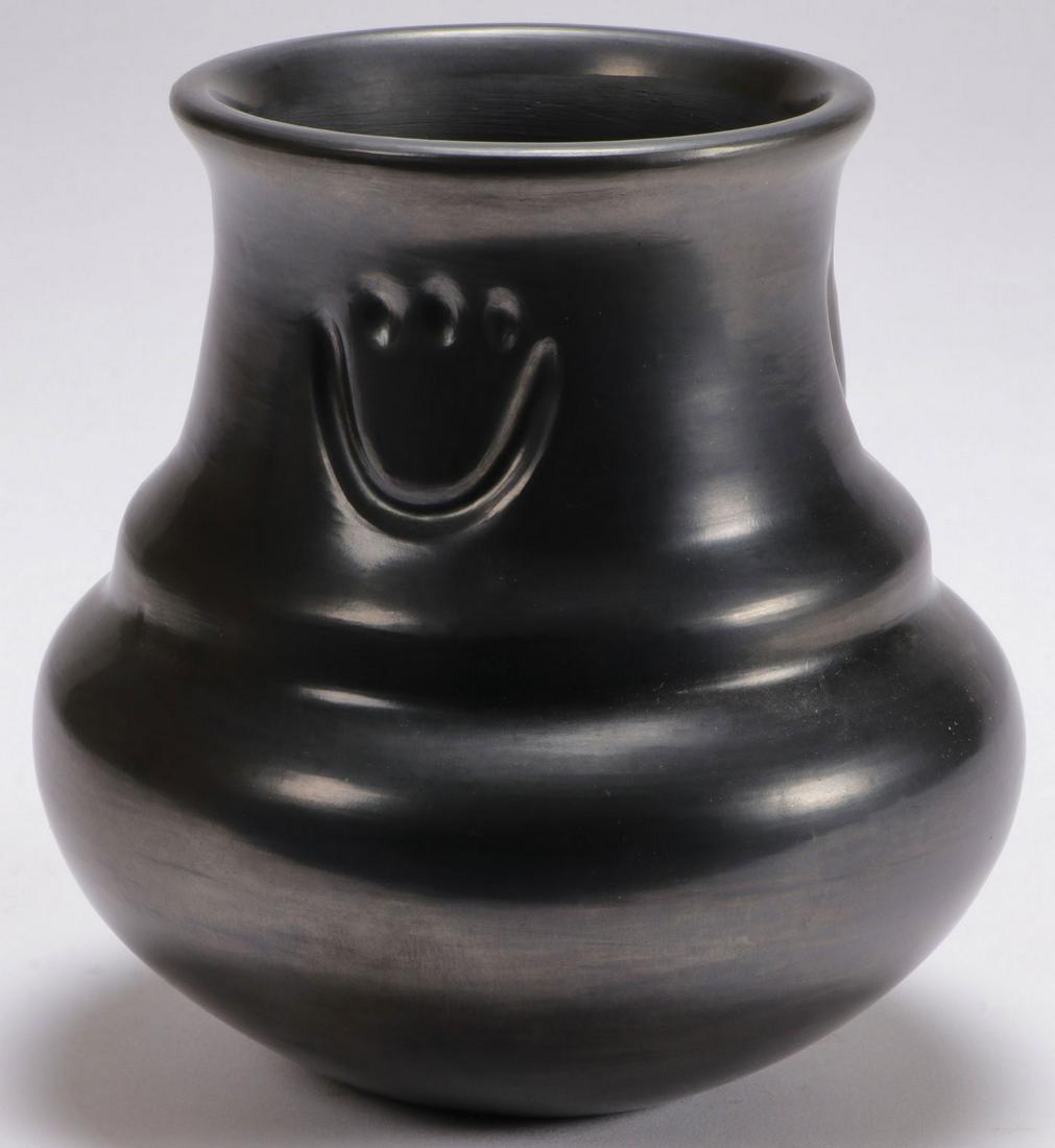 AWARD WINNING MELA YOUNGBLOOD VASE 1979: AWARD WINNING MELA YOUNGBLOOD VASE 1979. Comprising a baluster form wedding vase, the neck with three impressed bear claws over ringed shoulder. Signed and dated on underside of base 9/25/79. Together