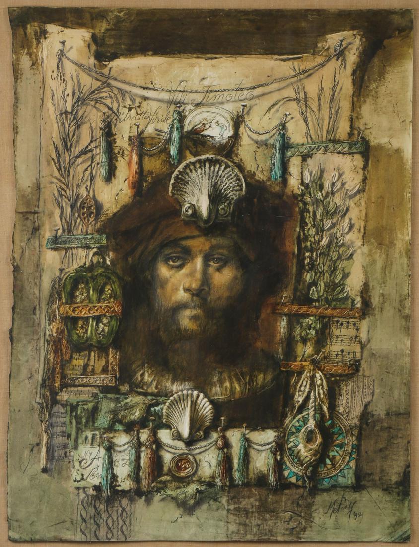 VERY FINE LARGE CONGER METCALF PAINTING: CONGER METCALF (American 1914-1998)Ricordi di Firenze - 1993Graphite and oil wash on coated paperSigned and dated lower right, verso faintly inscribed with title and date25 inches x 19 inches, beautif