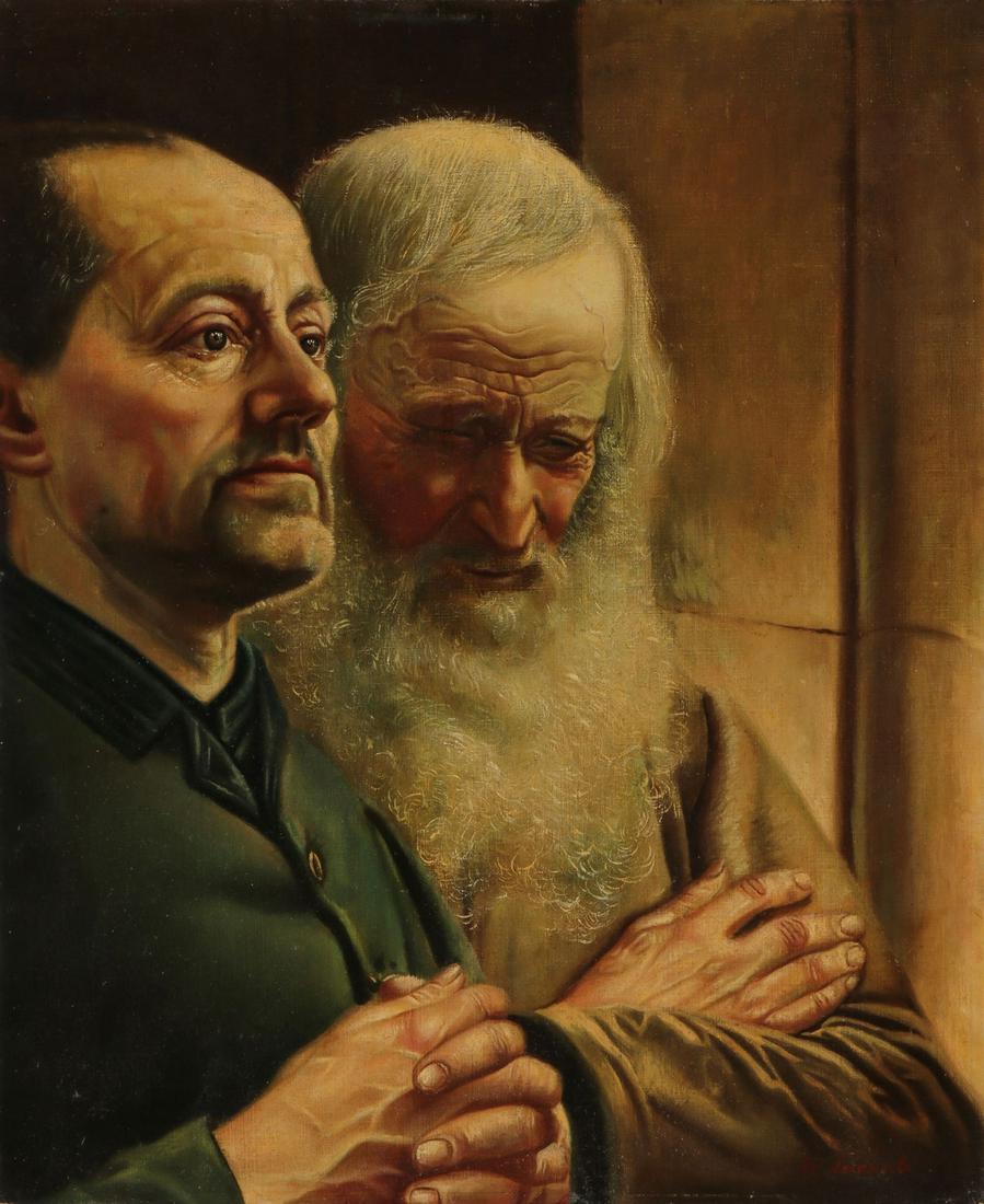 A FINE SIGNED BELGIAN PAINTING CIRCA 1900: JEF LEEMPOELS (Belgian 1867-1935) A Quiet Reflection - circa 1900 Oil on canvas Signed lower right 22.2 inches x 18.2 inches (51 x 46 cm) unframed SHIPPING NOTICE: Jackson