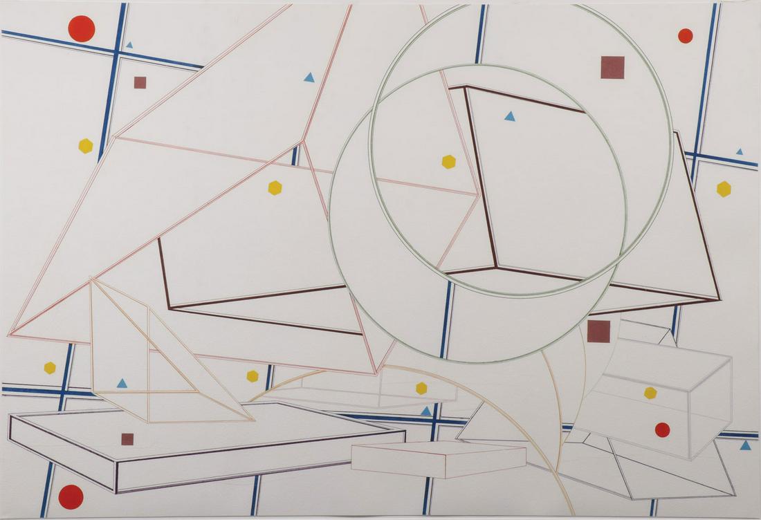 ORIGINAL AL HELD ETCHING: AL HELD (American 1928-2005)Stone Ridge #6 - 1984Color etchingVerso inscribed with edition number 11/50, with Publisher's label for Pace Editions, New York, NY and with Gallery label for Percival Gall