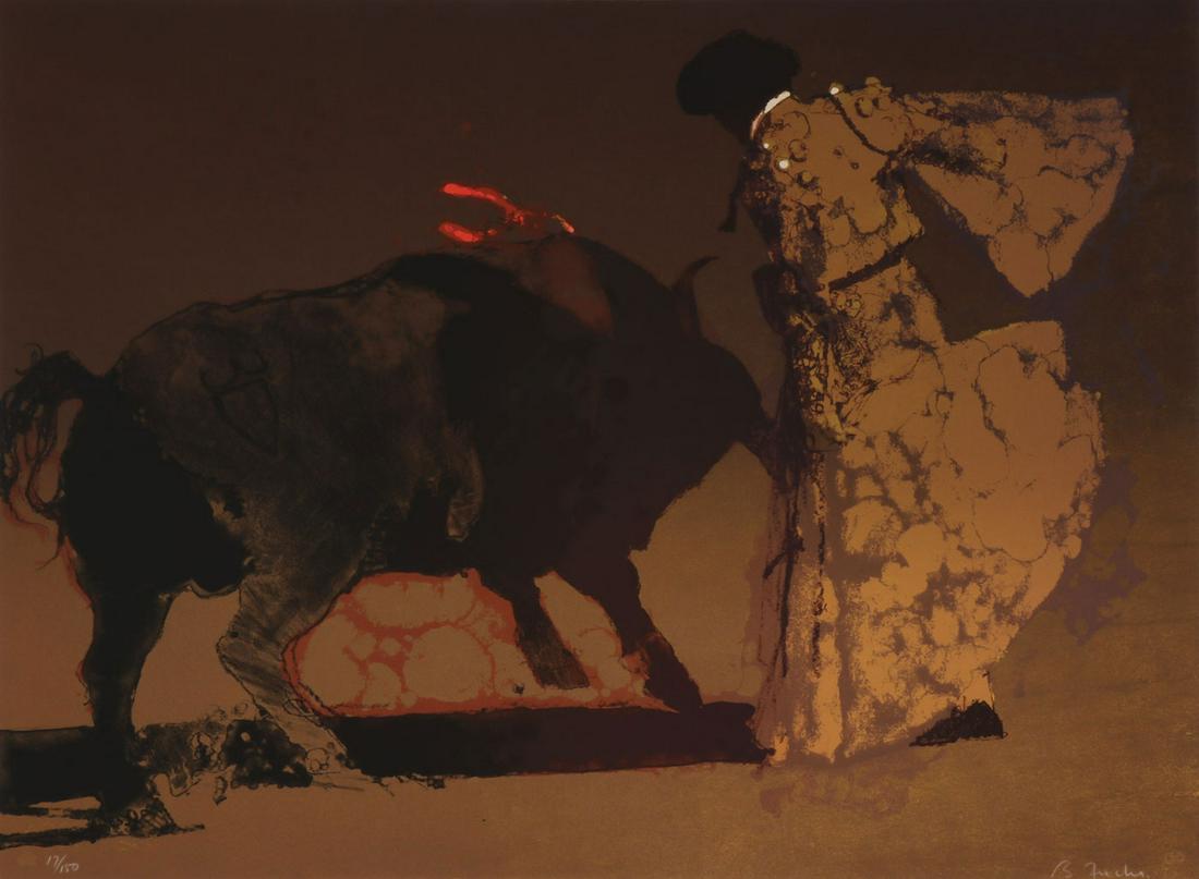 TWO SIGNED SOUTHWEST PRINTS, FUCHS & PEAK: TWO SIGNED SOUTHWEST PRINTS, FUCHS & PEAK. Comprising two signed unframed lithograph on paper prints, including "The Golden Earring" by Robert Peak (American 1927-1992), signed and editioned 5/50 lowe