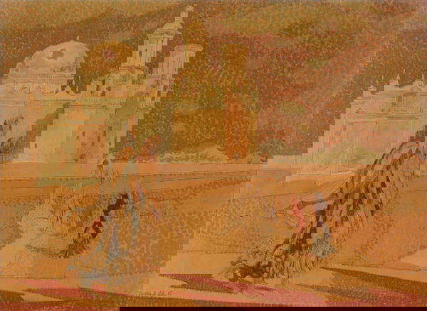 After MILLARD SHEETS (American 1907-1989) A litho: After MILLARD SHEETS (American 1907-1989) A lithograph on board depicting a desert scene with church. 22"x30". Estimate $25-$50