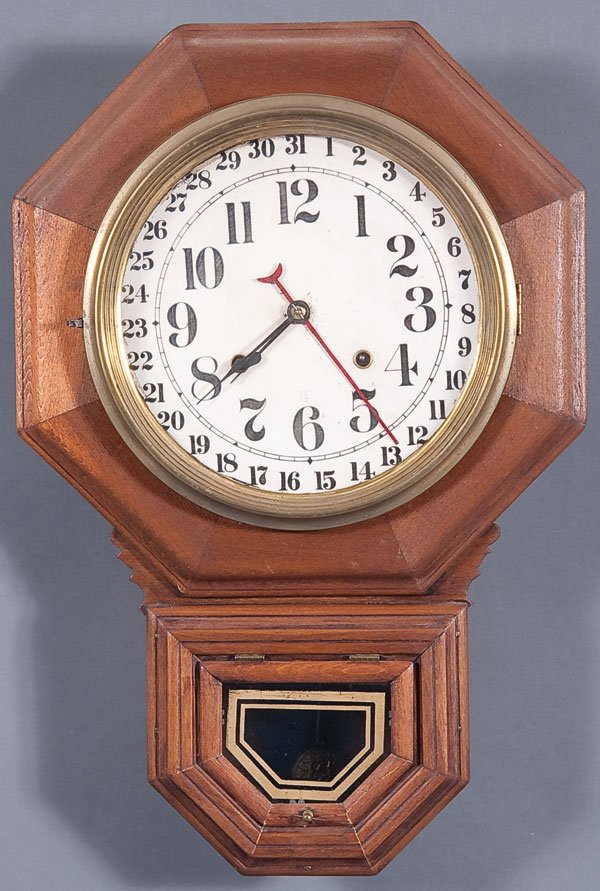 A SESSIONS CALENDAR REGULATOR CLOCK, late 19th ce: A SESSIONS CALENDAR REGULATOR CLOCK, late 19th century. Height 22 inches. Estimate $100-$150