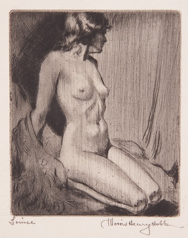 2 AAA LITHOGRAPHS: MORRIS HENRY HOBBS: MORRIS HENRY HOBBS (American 1892-1967) Sara and Louise - Female Nudes - a pair Etchings. AAA publ. Each signed in pencil lower right and titled lower left 7.25 inches x 5 inches and 4.25 inches x 3.5