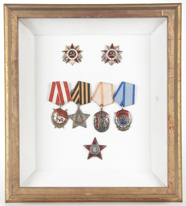 A GROUP OF SOVIET ORDERS, circa 1950-1985: A GROUP OF SOVIET ORDERS, circa 1950-1985 including a 1st and 2nd Class Order of the Patriotic War numbers 1113076 and 2322871. Together with an Order of the Red Banner (type 4) engraved serial number